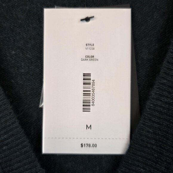 C by Bloomingdale's Cardigan Sweater Womens Medium Dark Green Cashmere Button Up - Picture 2 of 10